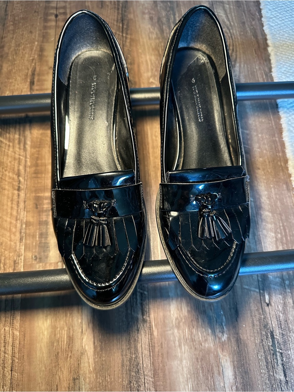 Classic Black Patent Tassel Loafers - Women's